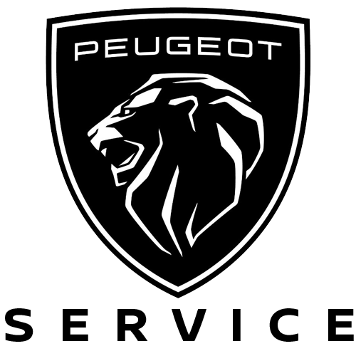 Bild zeigt das Peugeot Logo mit der Unterschrift Service